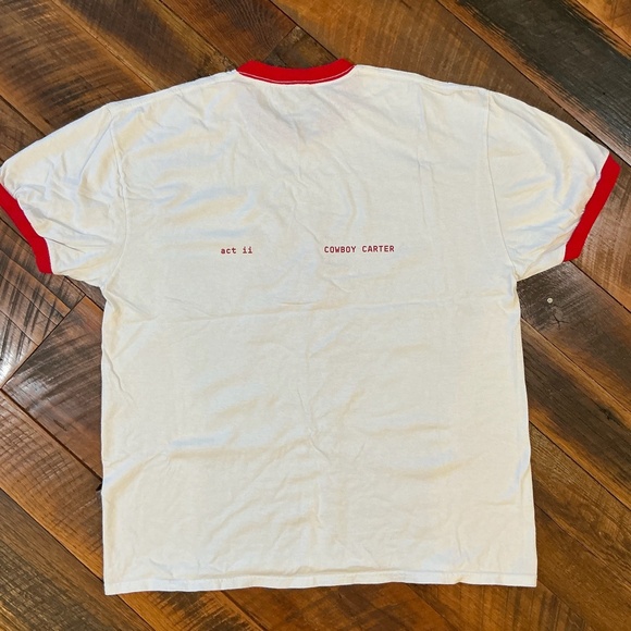 Cowboy Carter Beyoncé Graphic Ringer Tee Red White Retro Unisex XL - Picture 4 of 6